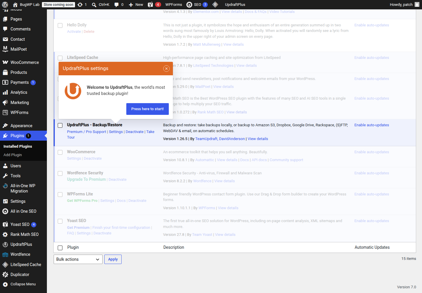 How to Fix Missing Blocksy Pro Features or License Issues: installed plugin status