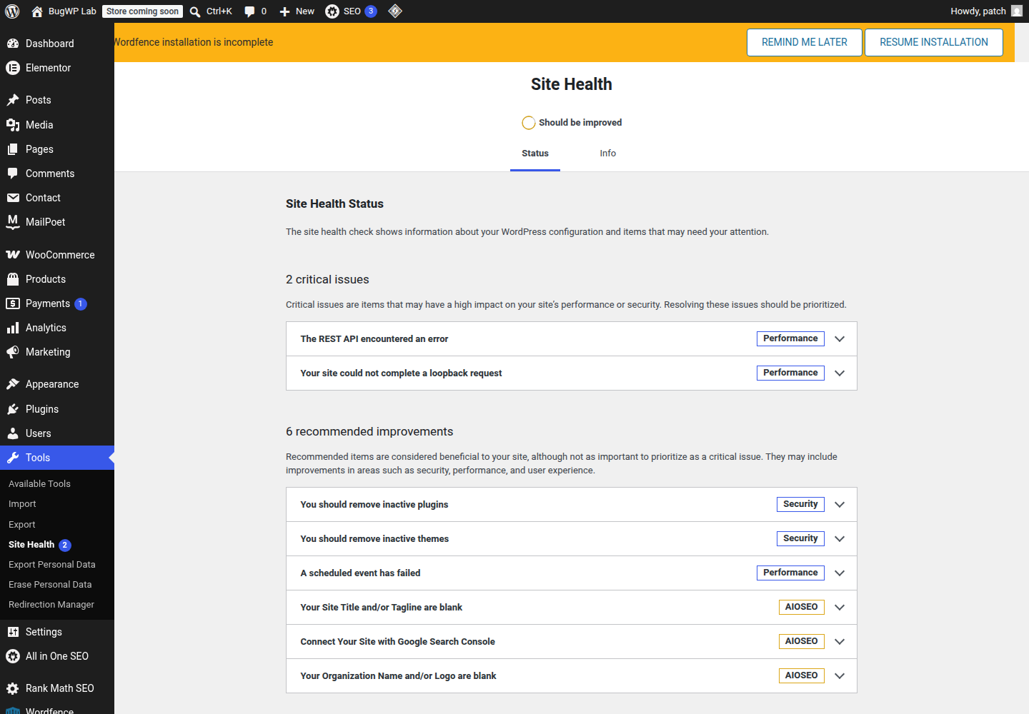 How to Fix WordPress Another Update Is Currently in Progress: site health status